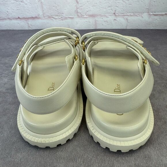 Authentic Dior Dioract Off White Sandals Gold Logo 39.5 - Picture 8 of 16